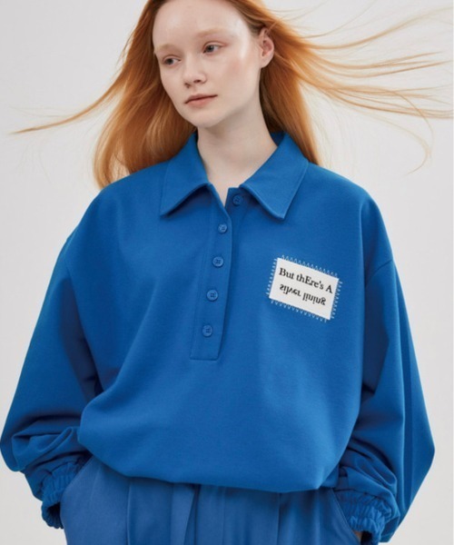 ESC STUDIO（イーエスシースタジオ）の「【ESC STUDIO/イーエスシースタジオ】patch polo mtm/パッチ ポロシャツ スウェット オーバーサイズ（ポロシャツ・メンズ・ブラック/ブルー/ホワイト・ONE SIZE）」の21枚目の写真