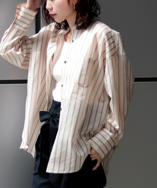 JOINT WORKS(ジョイントワークス)の「J-C.Siストライプシャツ(シャツ/ブラウス・レディース・ブルー/グリーン/レンガ・FREE)」の1枚目の写真