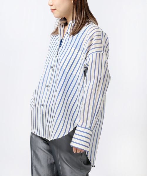 JOINT WORKS(ジョイントワークス)の「J-C.Siストライプシャツ(シャツ/ブラウス・レディース・ブルー/グリーン/レンガ・FREE)」の12枚目の写真