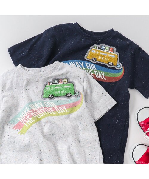 BREEZE(ブリーズ)の「ペイントカーワッペンTシャツ(Tシャツ/カットソー・キッズ・グレー/ネイビー・120/90/80/140/130/100/110)」の3枚目の写真