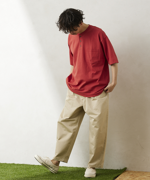 JOURNAL STANDARD relume(ジャーナルスタンダード レリューム)の「OE ヘンリーネック 半袖Tシャツ(Tシャツ/カットソー・メンズ・ホワイト/サックスブルー/イエロー/グリーン/レンガ・MEDIUM/LARGE)」の5枚目の写真