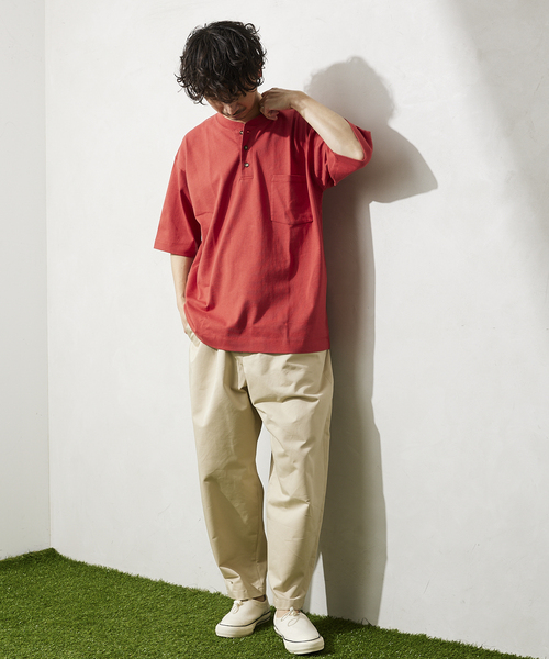 JOURNAL STANDARD relume(ジャーナルスタンダード レリューム)の「OE ヘンリーネック 半袖Tシャツ(Tシャツ/カットソー・メンズ・ホワイト/サックスブルー/イエロー/グリーン/レンガ・MEDIUM/LARGE)」の8枚目の写真