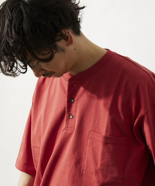 JOURNAL STANDARD relume(ジャーナルスタンダード レリューム)の「OE ヘンリーネック 半袖Tシャツ(Tシャツ/カットソー・メンズ・ホワイト/サックスブルー/イエロー/グリーン/レンガ・MEDIUM/LARGE)」の9枚目の写真