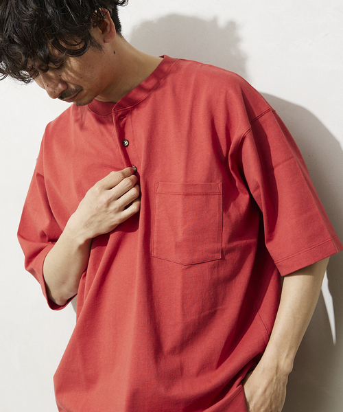 JOURNAL STANDARD relume(ジャーナルスタンダード レリューム)の「OE ヘンリーネック 半袖Tシャツ(Tシャツ/カットソー・メンズ・ホワイト/サックスブルー/イエロー/グリーン/レンガ・MEDIUM/LARGE)」の10枚目の写真