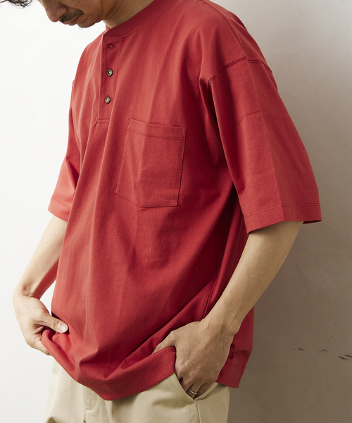 JOURNAL STANDARD relume(ジャーナルスタンダード レリューム)の「OE ヘンリーネック 半袖Tシャツ(Tシャツ/カットソー・メンズ・ホワイト/サックスブルー/イエロー/グリーン/レンガ・MEDIUM/LARGE)」の11枚目の写真
