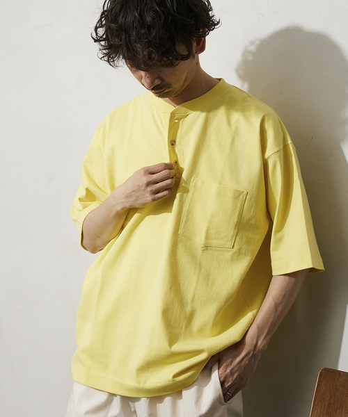 JOURNAL STANDARD relume(ジャーナルスタンダード レリューム)の「OE ヘンリーネック 半袖Tシャツ(Tシャツ/カットソー・メンズ・ホワイト/サックスブルー/イエロー/グリーン/レンガ・MEDIUM/LARGE)」の19枚目の写真