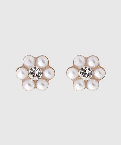 ANEMONE(アネモネ)の「ビジューフラワーピアス(ピアス(両耳用)・レディース・ホワイト/ブラック/ピンク/クリア/レインボー・FREE)」の2枚目の写真