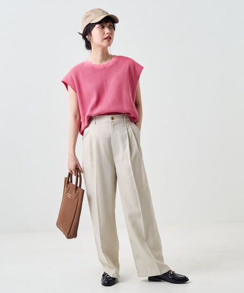 FREAK'S STORE（フリークスストア）の「カラーピグメントワッフルフレンチスリーブTシャツ（Tシャツ/カットソー・レディース・サックスブルー/ピンク/オレンジ/グリーン・ﾌﾘ-）」の6枚目の写真