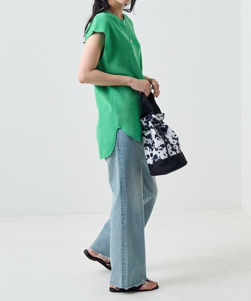 FREAK'S STORE（フリークスストア）の「カラーピグメントワッフルフレンチスリーブTシャツ（Tシャツ/カットソー・レディース・サックスブルー/ピンク/オレンジ/グリーン・ﾌﾘ-）」の16枚目の写真