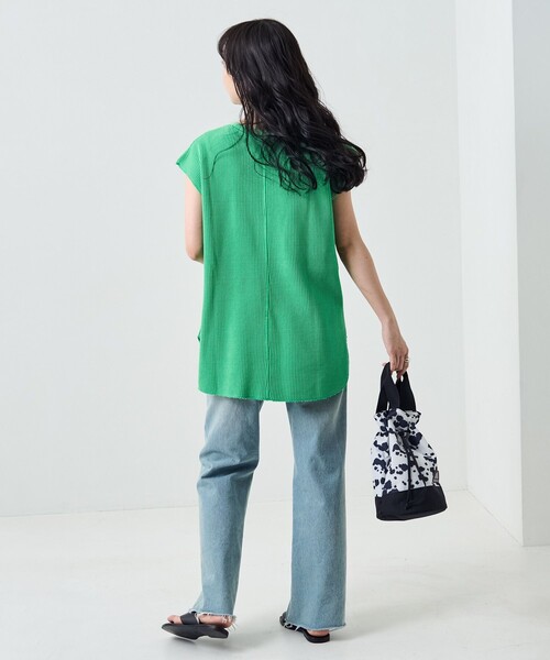 FREAK'S STORE（フリークスストア）の「カラーピグメントワッフルフレンチスリーブTシャツ（Tシャツ/カットソー・レディース・サックスブルー/ピンク/オレンジ/グリーン・ﾌﾘ-）」の17枚目の写真