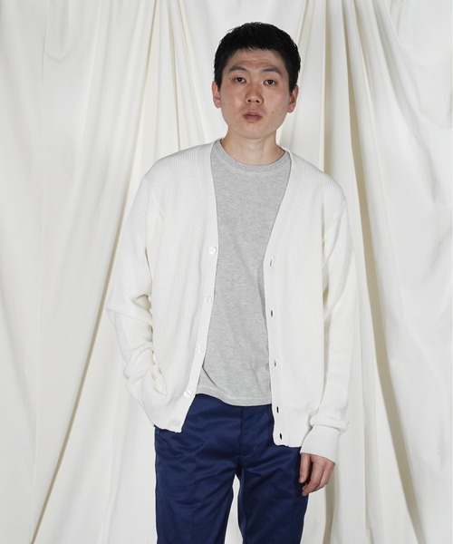 ALLEGE(アレッジ)の「【EXCLUSIVE】 ALLEGE RIB CARDIGAN(カーディガン/ボレロ・メンズ・ブラック/ライム/サックスブルー/ホワイト・3/2)」の2枚目の写真