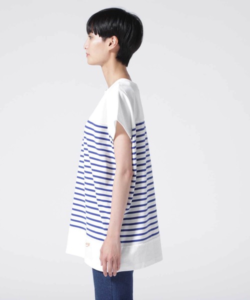 AVIREX（アヴィレックス）の「【直営店限定】MULTI BORDER F/S T-SHIRT/ マルチボーダーフレンチスリーブティーシャツ（Tシャツ/カットソー・レディース・ブルー/グリーン・FREE）」の3枚目の写真