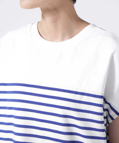 AVIREX（アヴィレックス）の「【直営店限定】MULTI BORDER F/S T-SHIRT/ マルチボーダーフレンチスリーブティーシャツ（Tシャツ/カットソー・レディース・ブルー/グリーン・FREE）」の5枚目の写真