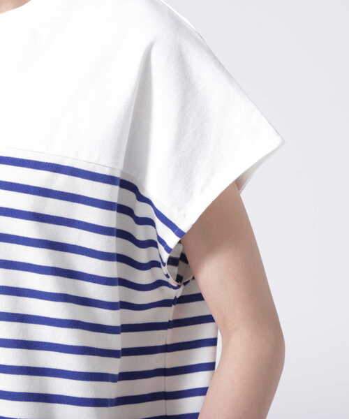 AVIREX（アヴィレックス）の「【直営店限定】MULTI BORDER F/S T-SHIRT/ マルチボーダーフレンチスリーブティーシャツ（Tシャツ/カットソー・レディース・ブルー/グリーン・FREE）」の6枚目の写真