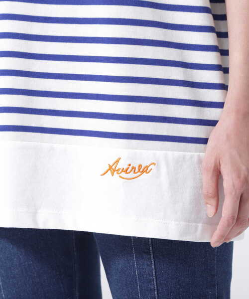 AVIREX（アヴィレックス）の「【直営店限定】MULTI BORDER F/S T-SHIRT/ マルチボーダーフレンチスリーブティーシャツ（Tシャツ/カットソー・レディース・ブルー/グリーン・FREE）」の7枚目の写真