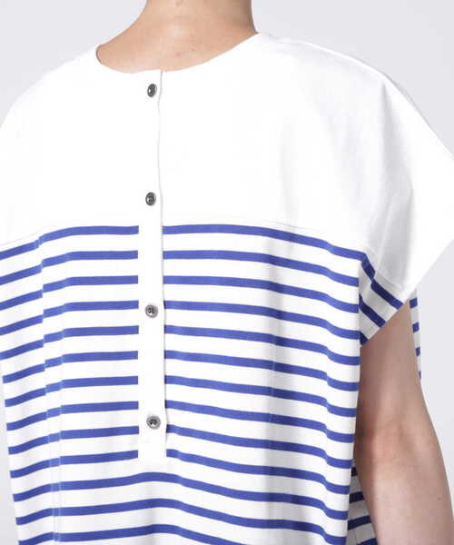 AVIREX（アヴィレックス）の「【直営店限定】MULTI BORDER F/S T-SHIRT/ マルチボーダーフレンチスリーブティーシャツ（Tシャツ/カットソー・レディース・ブルー/グリーン・FREE）」の8枚目の写真