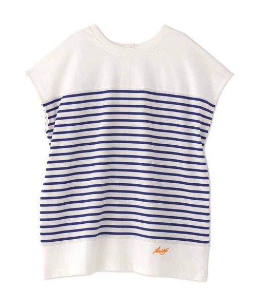 AVIREX（アヴィレックス）の「【直営店限定】MULTI BORDER F/S T-SHIRT/ マルチボーダーフレンチスリーブティーシャツ（Tシャツ/カットソー・レディース・ブルー/グリーン・FREE）」の9枚目の写真