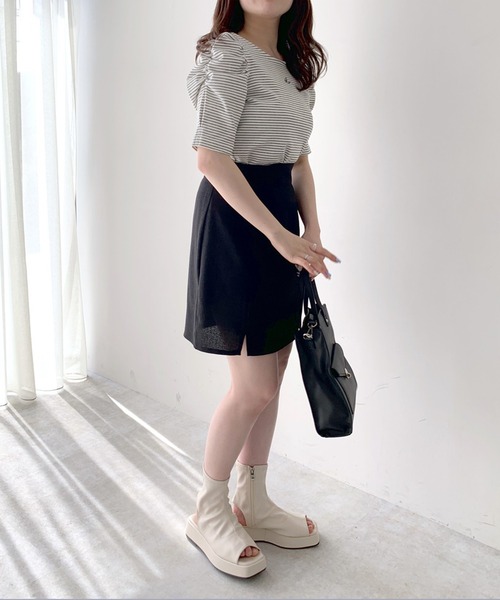 OLIVE des OLIVE（オリーブデオリーブ）の「ダブルちびスリットミニスカート（スカート・レディース・ブラック/オフホワイト/ラベンダー・FREE）」の5枚目の写真