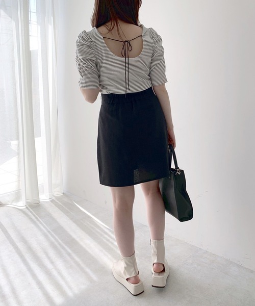 OLIVE des OLIVE（オリーブデオリーブ）の「ダブルちびスリットミニスカート（スカート・レディース・ブラック/オフホワイト/ラベンダー・FREE）」の21枚目の写真