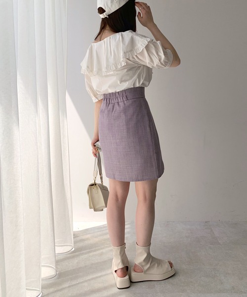 OLIVE des OLIVE（オリーブデオリーブ）の「ダブルちびスリットミニスカート（スカート・レディース・ブラック/オフホワイト/ラベンダー・FREE）」の9枚目の写真