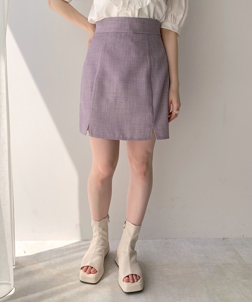 OLIVE des OLIVE（オリーブデオリーブ）の「ダブルちびスリットミニスカート（スカート・レディース・ブラック/オフホワイト/ラベンダー・FREE）」の6枚目の写真