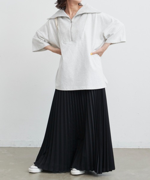 Libra Cue(リブラ キュー)の「“ハーフジップセーラーカットソー” トレンドのデザインながらLibra Cueらしいリラックス感を演出、ゆったりシルエットのプルオーバー(Tシャツ/カットソー・レディース・ライトグレー/ブラック・FREE)」の11枚目の写真