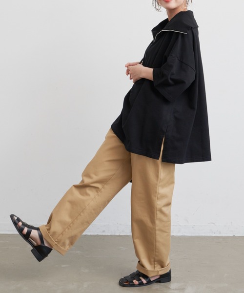 Libra Cue(リブラ キュー)の「“ハーフジップセーラーカットソー” トレンドのデザインながらLibra Cueらしいリラックス感を演出、ゆったりシルエットのプルオーバー(Tシャツ/カットソー・レディース・ライトグレー/ブラック・FREE)」の22枚目の写真