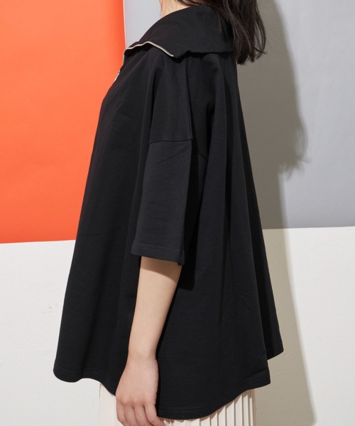 Libra Cue(リブラ キュー)の「“ハーフジップセーラーカットソー” トレンドのデザインながらLibra Cueらしいリラックス感を演出、ゆったりシルエットのプルオーバー(Tシャツ/カットソー・レディース・ライトグレー/ブラック・FREE)」の21枚目の写真