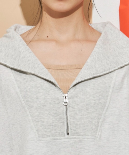 Libra Cue(リブラ キュー)の「“ハーフジップセーラーカットソー” トレンドのデザインながらLibra Cueらしいリラックス感を演出、ゆったりシルエットのプルオーバー(Tシャツ/カットソー・レディース・ライトグレー/ブラック・FREE)」の13枚目の写真