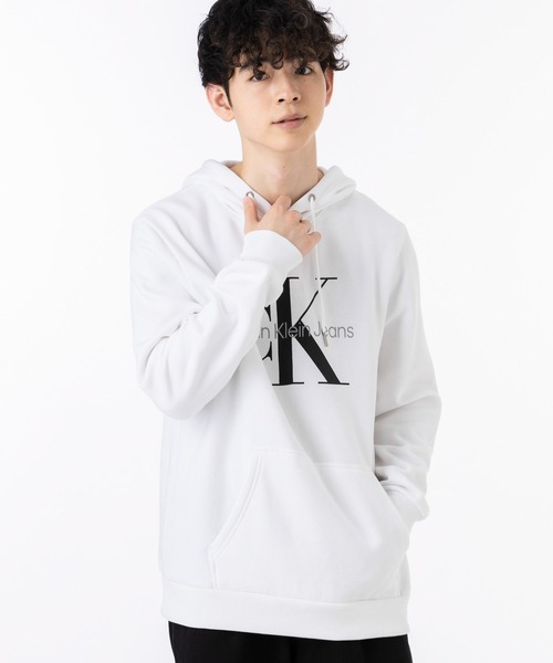   パーカー 白 白いロゴ M カルバンクライン Calvin Klein Jeans カルバンクライン パーカー スウェット ロゴ