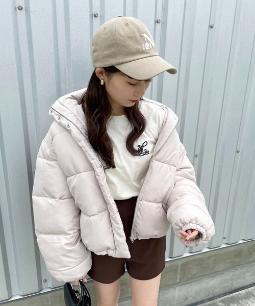 one after another NICE CLAUP（ワンアフターアナザーナイスクラップ）の「【フードの取り外し可能】マルチウェイエコダウンジャケット（ダウンジャケット/コート・レディース・アイボリー/ブラック/ライトベージュ/ライトピンク・FREE）」の8枚目の写真