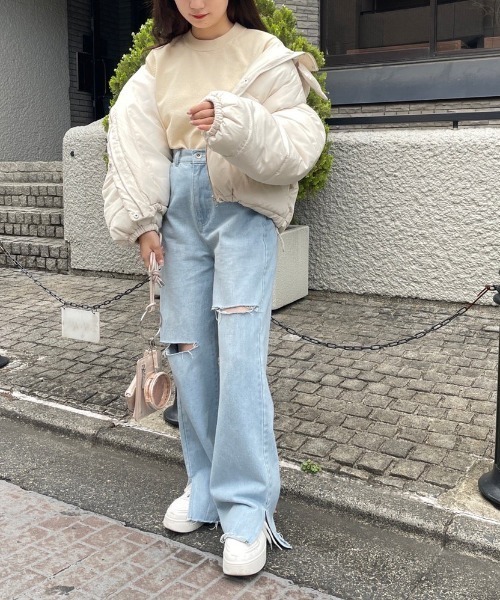 one after another NICE CLAUP（ワンアフターアナザーナイスクラップ）の「【フードの取り外し可能】マルチウェイエコダウンジャケット（ダウンジャケット/コート・レディース・アイボリー/ブラック/ライトベージュ/ライトピンク・FREE）」の15枚目の写真