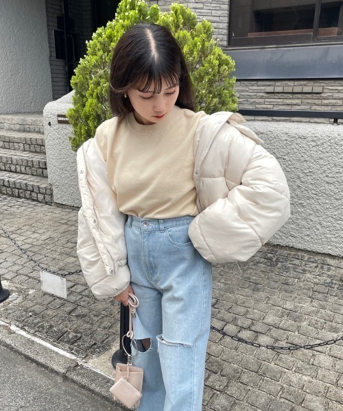 one after another NICE CLAUP（ワンアフターアナザーナイスクラップ）の「【フードの取り外し可能】マルチウェイエコダウンジャケット（ダウンジャケット/コート・レディース・アイボリー/ブラック/ライトベージュ/ライトピンク・FREE）」の16枚目の写真