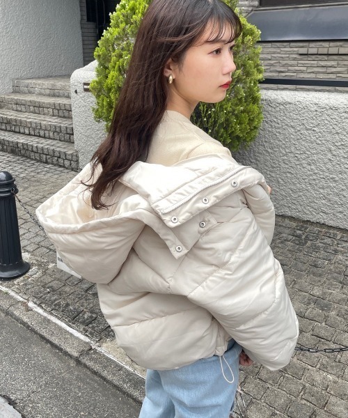 one after another NICE CLAUP（ワンアフターアナザーナイスクラップ）の「【フードの取り外し可能】マルチウェイエコダウンジャケット（ダウンジャケット/コート・レディース・アイボリー/ブラック/ライトベージュ/ライトピンク・FREE）」の17枚目の写真