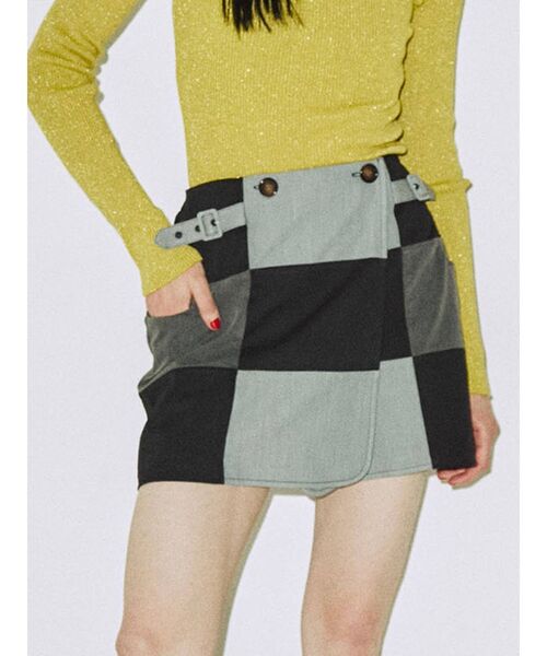 jouetie（ジュエティ）の「パッチワークジャケットスカパン【セットアップ対応】（その他パンツ・レディース・ブラック/ベージュ/グレー/レッド・MEDIUM）」の3枚目の写真