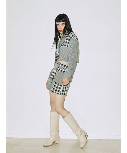 jouetie（ジュエティ）の「パッチワークジャケットスカパン【セットアップ対応】（その他パンツ・レディース・ブラック/ベージュ/グレー/レッド・MEDIUM）」の8枚目の写真