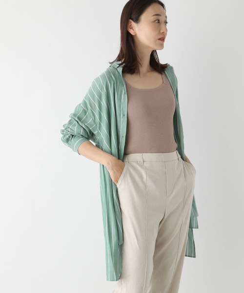 LEPSIM（レプシィム）の「ストライプシャツチュニック2　294903（シャツ/ブラウス・レディース・ライトブルー/オフホワイト/グリーン・FREE）」の3枚目の写真