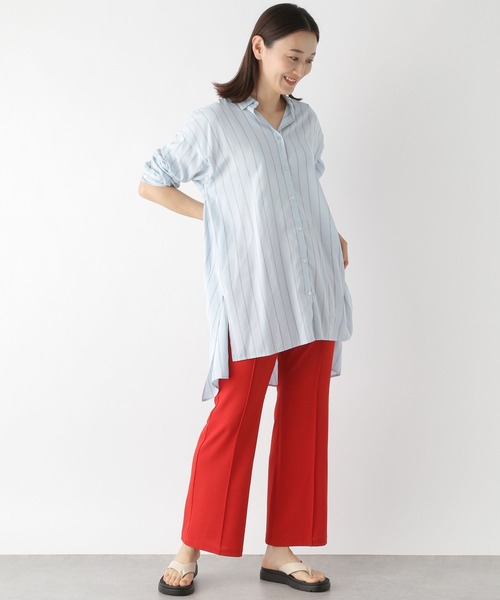 LEPSIM（レプシィム）の「ストライプシャツチュニック2　294903（シャツ/ブラウス・レディース・ライトブルー/オフホワイト/グリーン・FREE）」の4枚目の写真