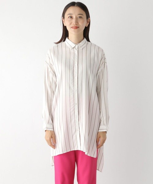 LEPSIM（レプシィム）の「ストライプシャツチュニック2　294903（シャツ/ブラウス・レディース・ライトブルー/オフホワイト/グリーン・FREE）」の10枚目の写真