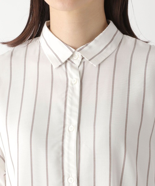 LEPSIM（レプシィム）の「ストライプシャツチュニック2　294903（シャツ/ブラウス・レディース・ライトブルー/オフホワイト/グリーン・FREE）」の8枚目の写真