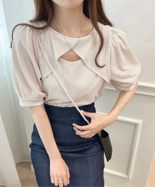 apres jour（アプレジュール）の「パフスリーブフロントオープントップス【ZOZOTOWN限定アイテム】（Tシャツ/カットソー・レディース・アイボリー/ライトピンク/ブラック/ブルー・X-LARGE/フリー）」の15枚目の写真