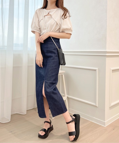 apres jour（アプレジュール）の「パフスリーブフロントオープントップス【ZOZOTOWN限定アイテム】（Tシャツ/カットソー・レディース・アイボリー/ライトピンク/ブラック/ブルー・X-LARGE/フリー）」の21枚目の写真