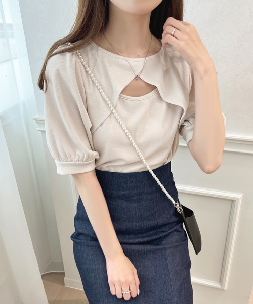 apres jour（アプレジュール）の「パフスリーブフロントオープントップス【ZOZOTOWN限定アイテム】（Tシャツ/カットソー・レディース・アイボリー/ライトピンク/ブラック/ブルー・X-LARGE/フリー）」の14枚目の写真