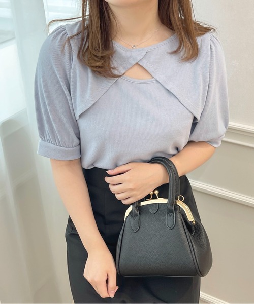 apres jour（アプレジュール）の「パフスリーブフロントオープントップス【ZOZOTOWN限定アイテム】（Tシャツ/カットソー・レディース・アイボリー/ライトピンク/ブラック/ブルー・X-LARGE/フリー）」の5枚目の写真