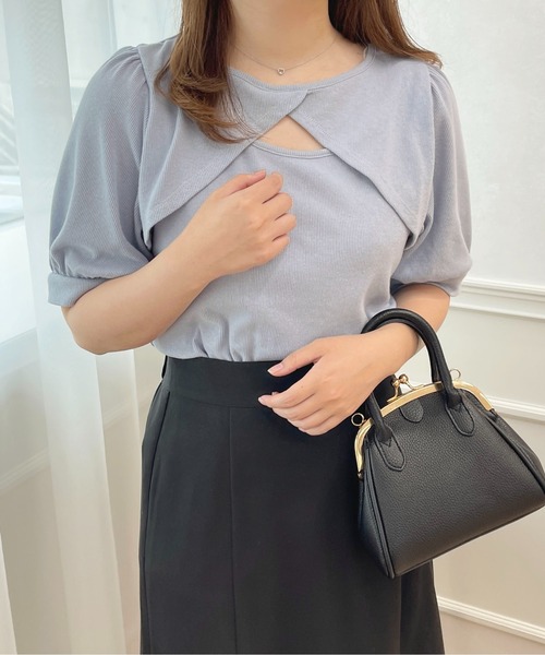 apres jour（アプレジュール）の「パフスリーブフロントオープントップス【ZOZOTOWN限定アイテム】（Tシャツ/カットソー・レディース・アイボリー/ライトピンク/ブラック/ブルー・X-LARGE/フリー）」の8枚目の写真