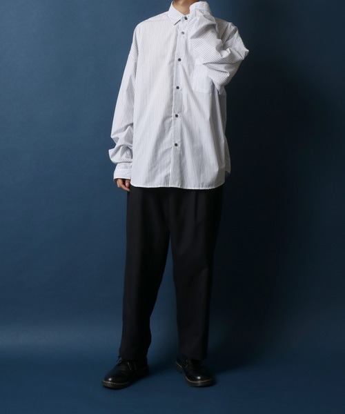 ANPAS(アンパス)の「ANPAS Oversize Drop Shoulder Stripe Broadcloth Shirt/ANPAS 別注 オーバーサイズ ドロップショルダー ストライプ ブロードシャツ(シャツ/ブラウス・メンズ・ホワイト系その他/ブルー系その他/ブルー系その他2/ブルー系その他3・M/L)」の19枚目の写真