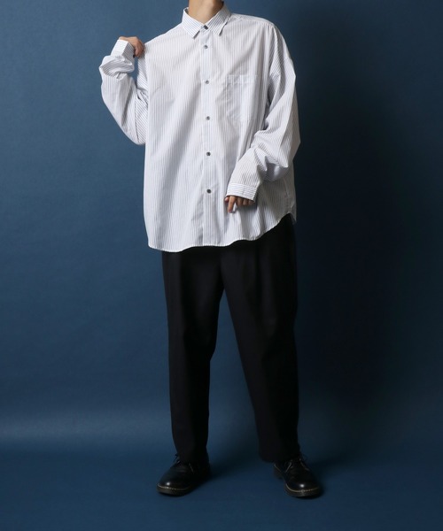 ANPAS(アンパス)の「ANPAS Oversize Drop Shoulder Stripe Broadcloth Shirt/ANPAS 別注 オーバーサイズ ドロップショルダー ストライプ ブロードシャツ(シャツ/ブラウス・メンズ・ホワイト系その他/ブルー系その他/ブルー系その他2/ブルー系その他3・M/L)」の18枚目の写真