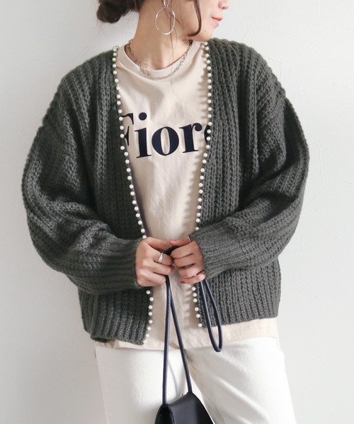 reca(レカ)の「パールニットカーディガン(カーディガン/ボレロ・レディース・チャコールグレー/パープル/アイボリー・FREE)」の8枚目の写真