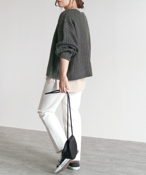 reca(レカ)の「パールニットカーディガン(カーディガン/ボレロ・レディース・チャコールグレー/パープル/アイボリー・FREE)」の10枚目の写真