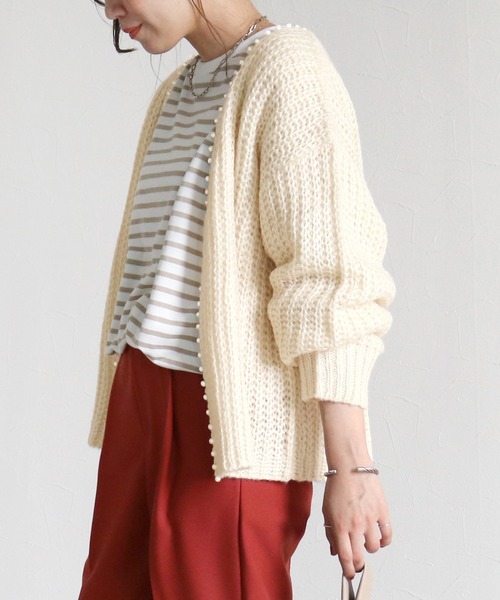 reca(レカ)の「パールニットカーディガン(カーディガン/ボレロ・レディース・チャコールグレー/パープル/アイボリー・FREE)」の4枚目の写真